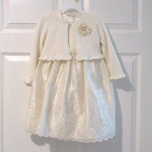 Toddler Girl's American Princess Dress w/ sweater Cream Ivory 4T worn once